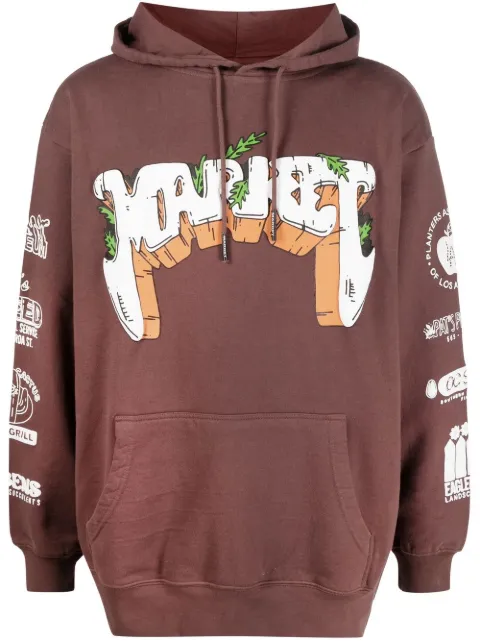 MARKET graphic-print drawstring hoodie Brown 397000399