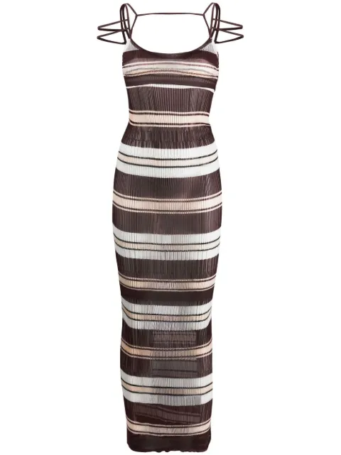 Jacquemus Sognu striped maxi dress Brown 223KN0502143