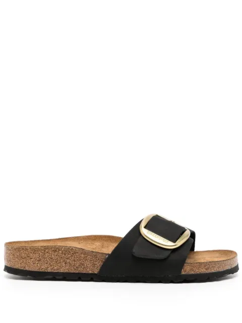 Birkenstock Madrid Big Buckle nubuck leather slides Black 1023373