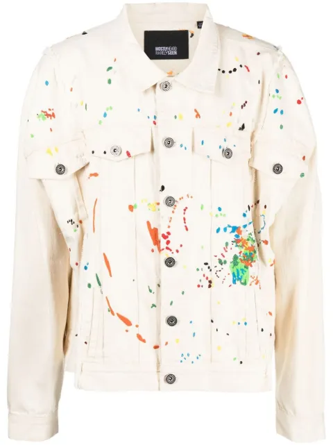 Mostly Heard Rarely Seen paint-embroidered denim jacket Neutrals MH02BCX04