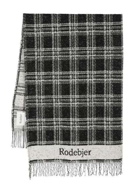 Rodebjer check-pattern fringed scarf Black 2650161