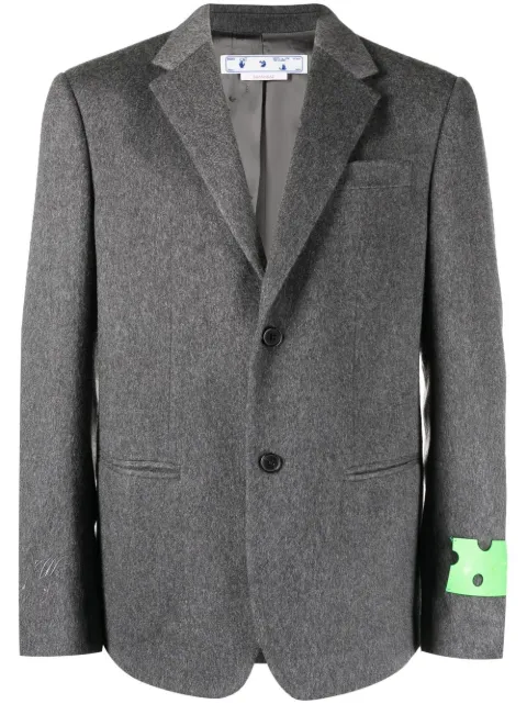 Off-White logo patch single-breasted blazer Grey OMEN045F22FAB0020808