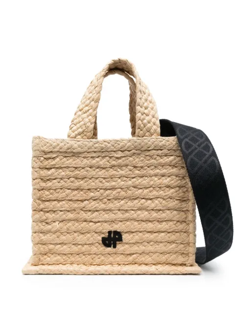 Patou small JP raffia tote bag Neutrals AC0250140102V