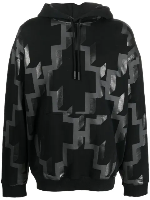 COUNTY OF MILAN geometric-print cotton hoodie Black CMBB106F22FLE0021007
