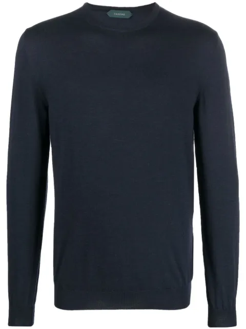 Zanone crew-neck wool-blend sweater Blue 811935Z0290