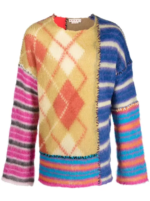 Marni oversized patchwork jumper Blue GCMG0280Q0UFU124