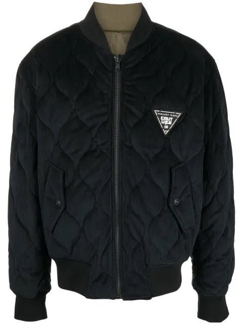 Versace Jeans Couture logo-patch quilted bomber jacket Black 73GAS407CNV5D