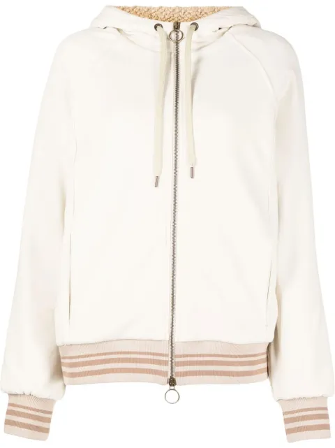 Eleventy drawstring-hood zipped-up bomber jacket Neutrals F80FELF06TES0F290