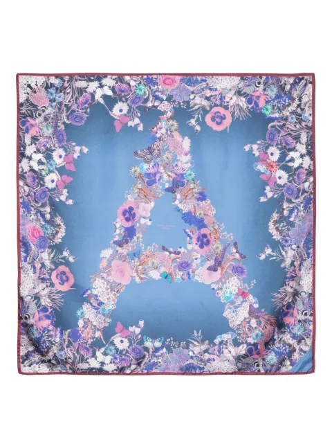 Aspinal Of London floral-print silk scarf Blue 051222207480000