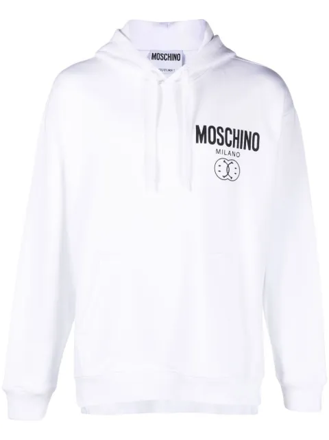 Moschino smile logo-print cotton hoodie White J17122028
