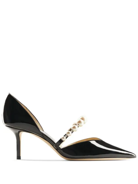 Jimmy Choo Aurelie 65mm pearl-embellished pumps Black AURELIE65XKMBLACKWHITE