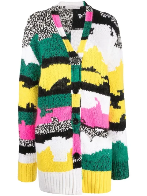 Philosophy Di Lorenzo Serafini patterned-jacquard chunky-knit cardigan Yellow A09127111