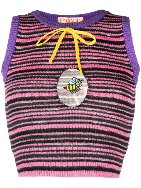 CORMIO Gloria striped knitted top Pink GLORIA