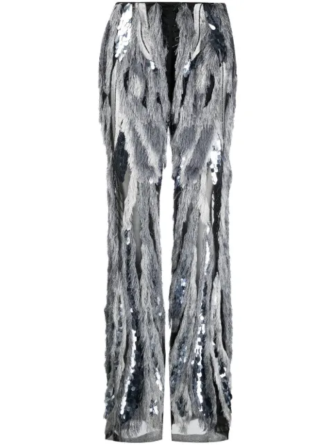 Alberta Ferretti sequin-embellished palazzo pants Black A03235156