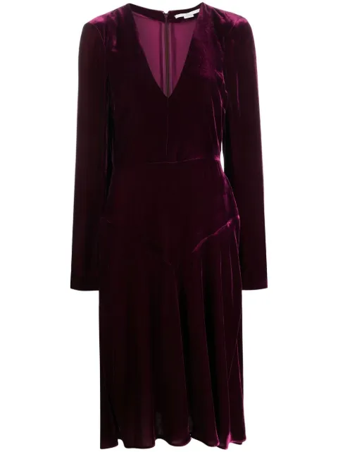 Stella McCartney V-neck velvet midi dress Purple 6A0083SJB24