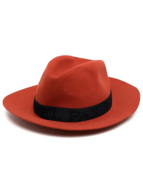 Maison Michel Henrietta ribbon-trim hat Orange 1002121001RUST