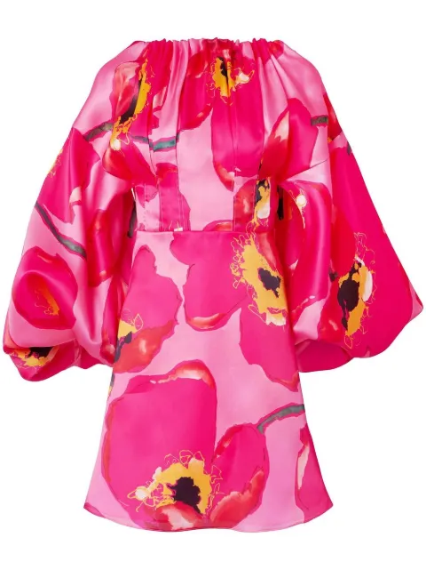 Carolina Herrera balloon-sleeves dress Pink R2311N582WPS
