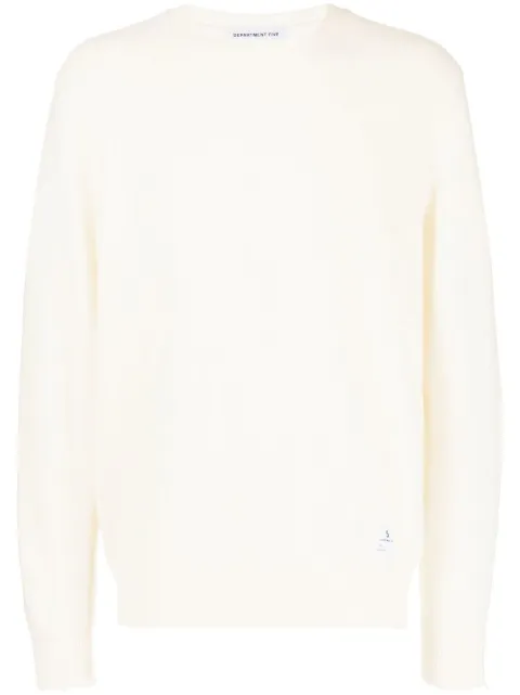 Department 5 distressed-hem crew-neck jumper White UM0292MF0007