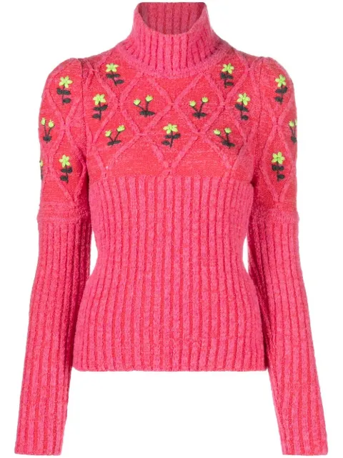 CORMIO Oma floral-embroidered wool jumper Pink OMA