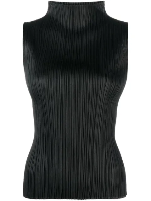 Pleats Please Issey Miyake plissé-effect high-neck top Black PP28JK102