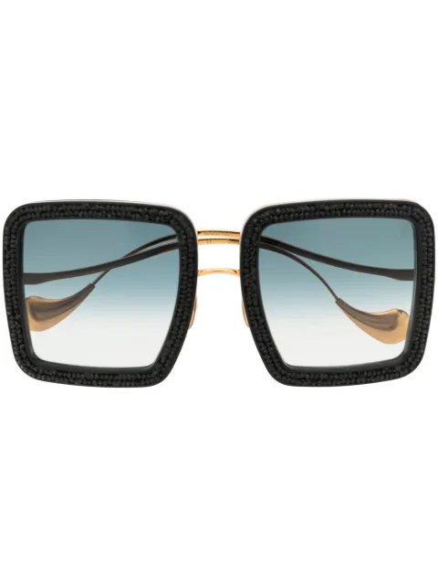 ANNA-KARIN KARLSSON crystal-embellished oversize-square sunglasses Black BEAMINGSKY