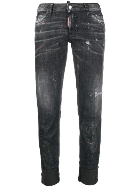 DSQUARED2 splatter-detailed cropped jeans Black S72LB0540S30357