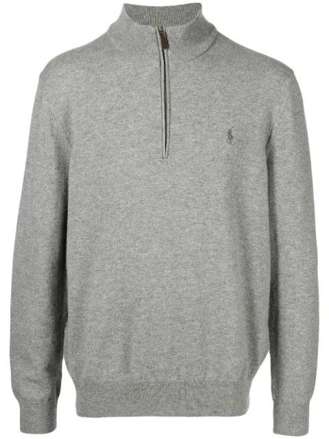 Polo Ralph Lauren quarter-zip embroidered-logo sweater Grey 710876756009