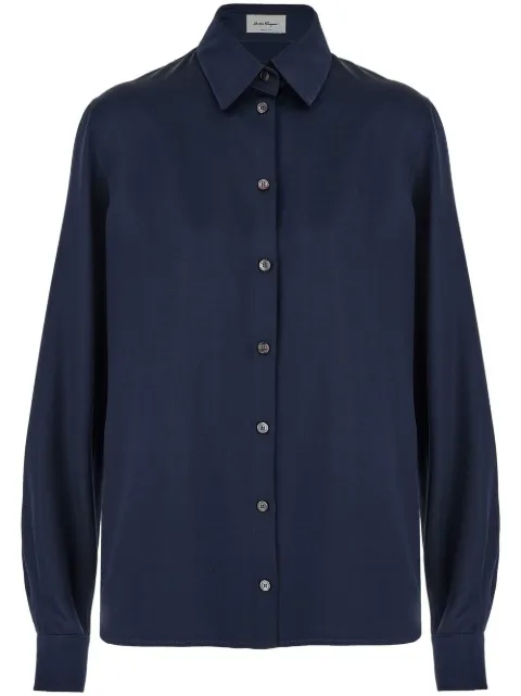Ferragamo satin button-up shirt Blue 757254