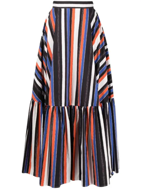 Plan C graphic stripe-print skirt Black GOCAA07BZ8TC089RI028