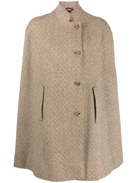 A.N.G.E.L.O. Vintage Cult 1960s herringbone-pattern cape-style coat Neutrals ANG480PN