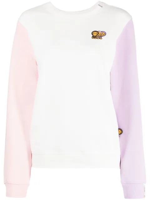 A BATHING APE® logo-embroidered colour-block sweatshirt White 0SW3019XXJ