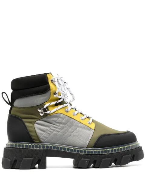 GANNI Cleated lace-up hiking boots Green S1974