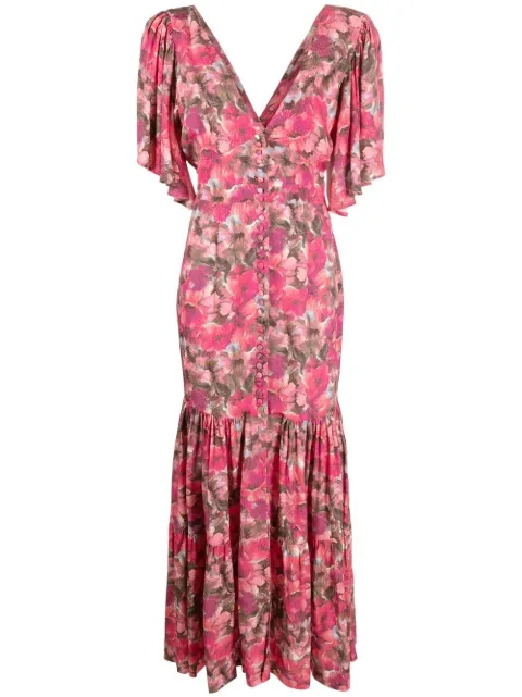 ROTATE BIRGER CHRISTENSEN floral-print V-neck dress Pink RT1776