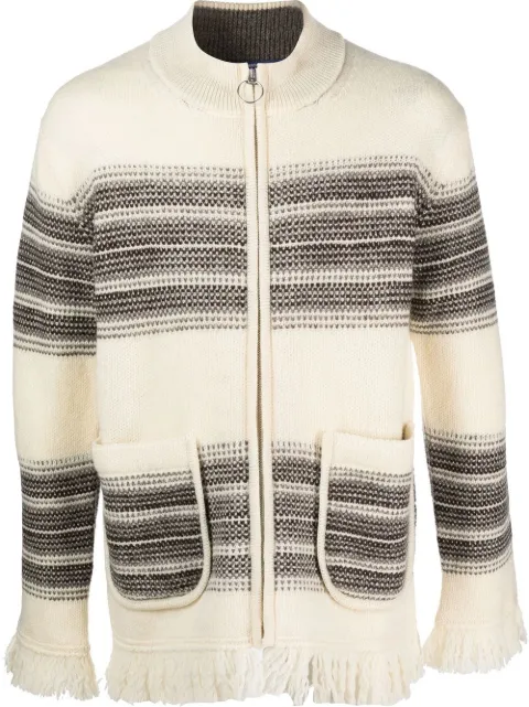 Junya Watanabe MAN stripe-pattern zip-up cardigan Neutrals WJN012W22