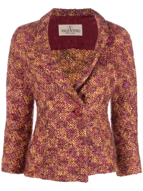 Valentino Garavani Pre-Owned 1990s woven bouclé narrow lapels jacket Purple HOLAVAL151