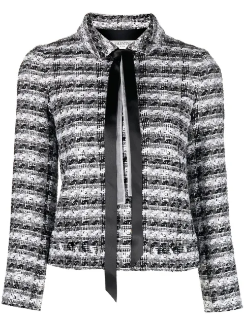 Valentino Garavani Pre-Owned 2000s pussy bow woven jacket Black HOLAVAL148