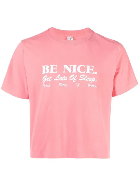 Sporty & Rich Be Nice slogan-print cropped T-shirt Pink TS621STCST