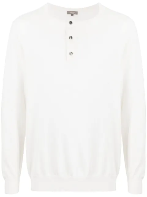N.Peal button-placket knit jumper White NPG000538JB