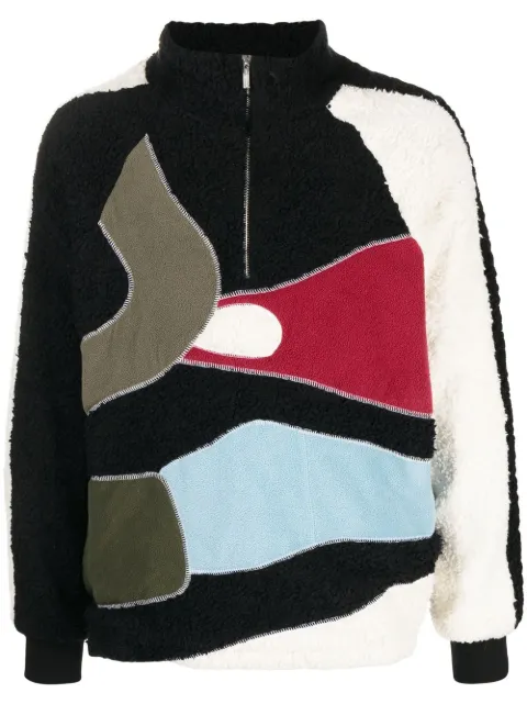 Bethany Williams half-zip fastening fleece jacket Black BWAW22D025