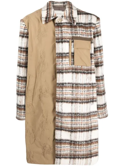 Feng Chen Wang tartan patchwork shirt coat Brown FMF14CT08
