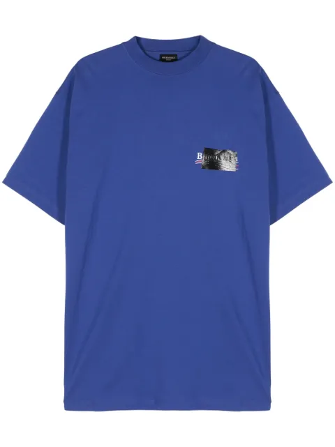 Balenciaga Gaffer Political Campaign-print T-shirt Blue 712398TNVG1