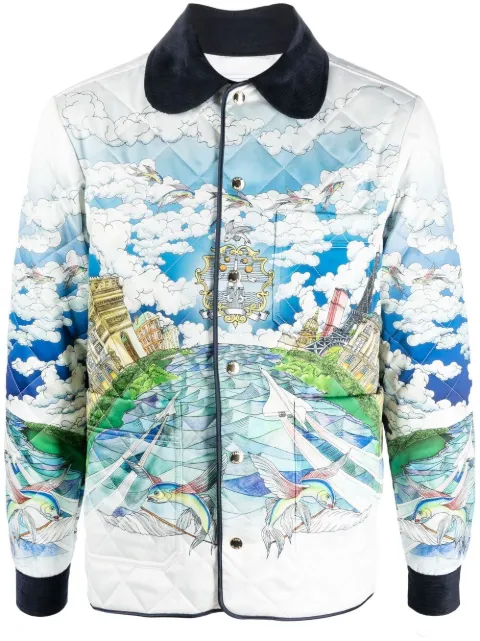 Casablanca graphic-print quilted jacket White MF22JK054