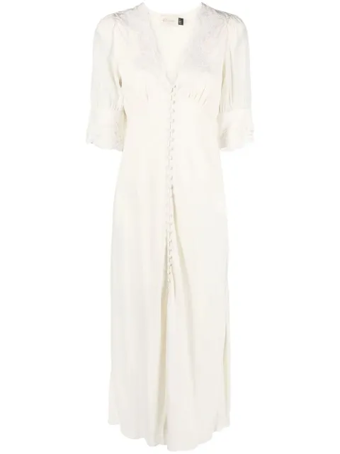 Rixo Simone lace-trim midi dress Neutrals 0100062910400590