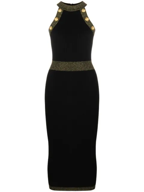 Balmain button-detail knitted dress Black AF1RI012KD74