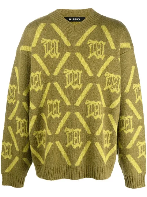 MISBHV logo print merino-mohair blend jumper Green 122M703
