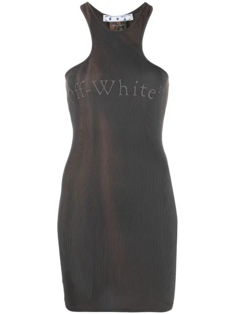 Off-White logo-detail tie-dye sleeveless minidress Grey OWDB461S23JER0016060