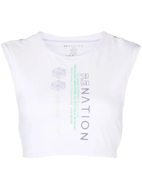 P.E Nation logo-print cropped vest top White 22PE4T122