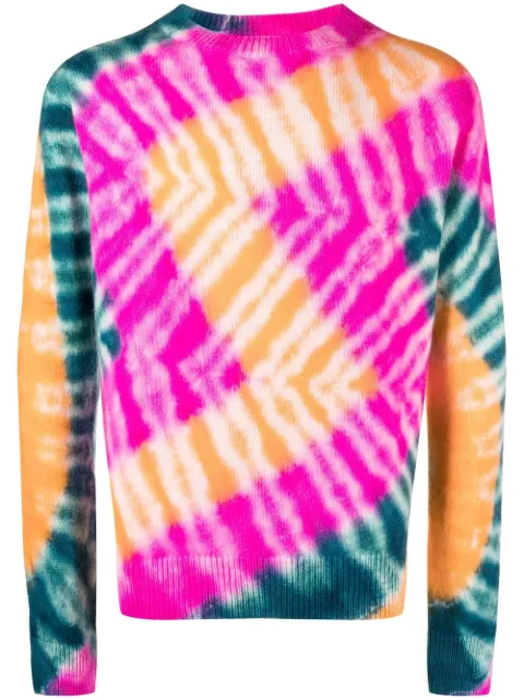 The Elder Statesman tie dye-pattern cashmere jumper Pink 220435