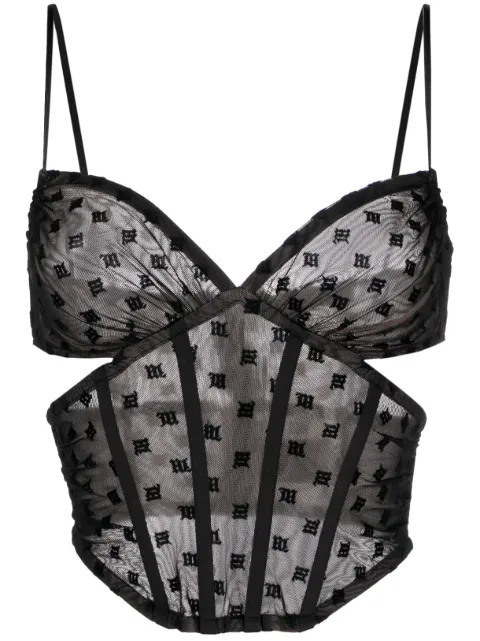 MISBHV mesh monogram corset top Black 230W128