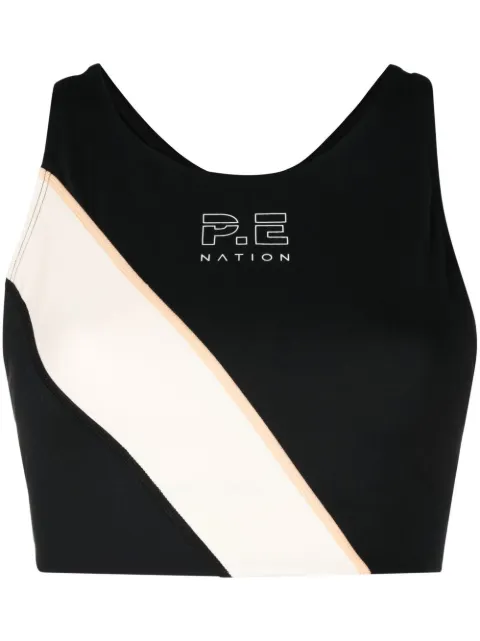 P.E Nation panelled logo-print sports bra Black 22PE4C068